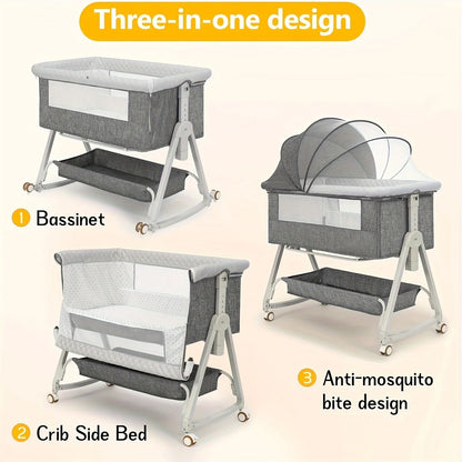 Bedside Bassinet for Baby with Wheels
