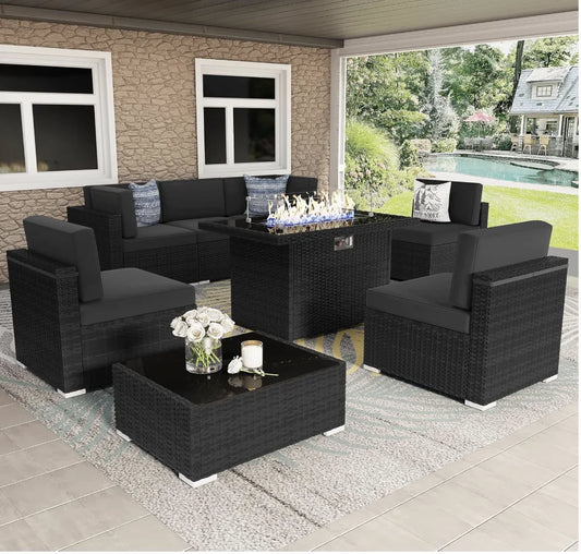 Patio Furniture Set with 44" Propane Gas Fire Pit Table