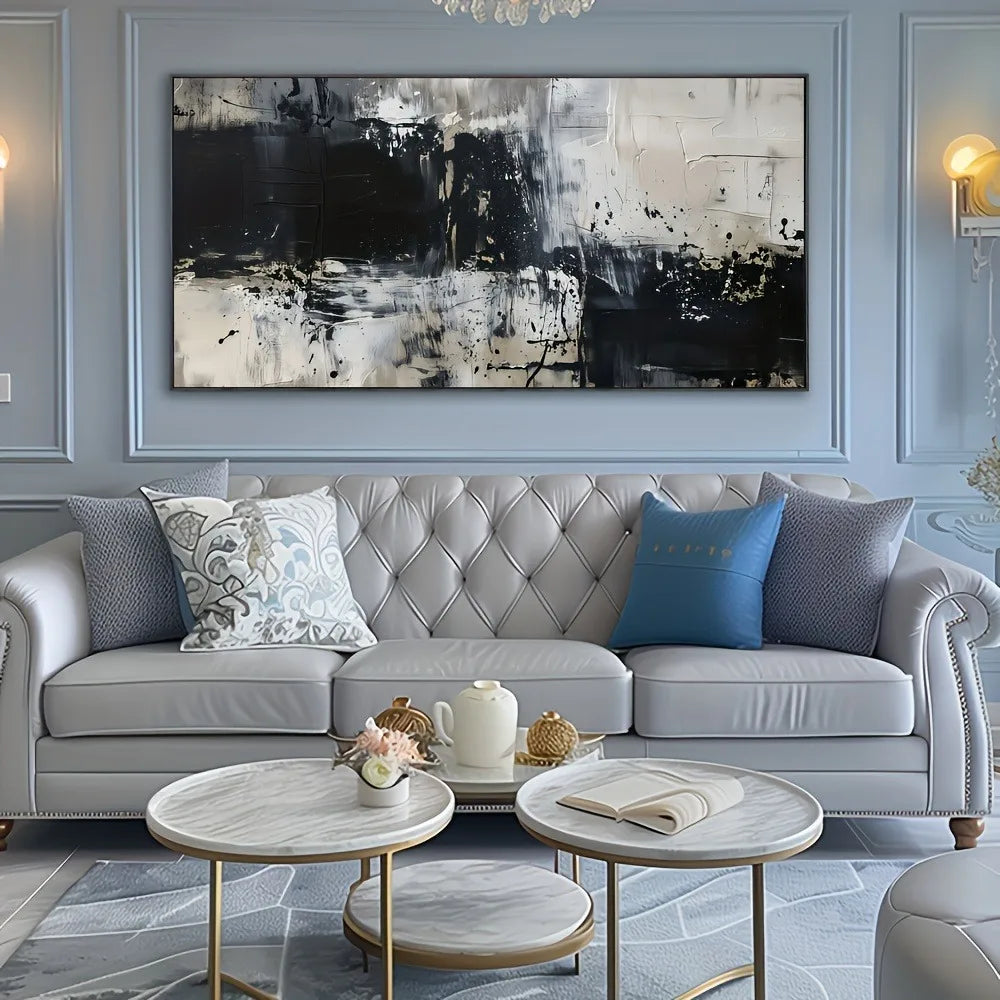 Abstract Canvas Mural, Black and Gray