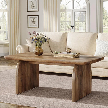 Rectangle Coffee Table,Wood Rectangular Living Room Table, Farmhouse Accent Center Low Cocktail Tea Table with Sturdy Base