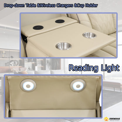 3PCS Leather Power Recliner Sofa with Cup Holder