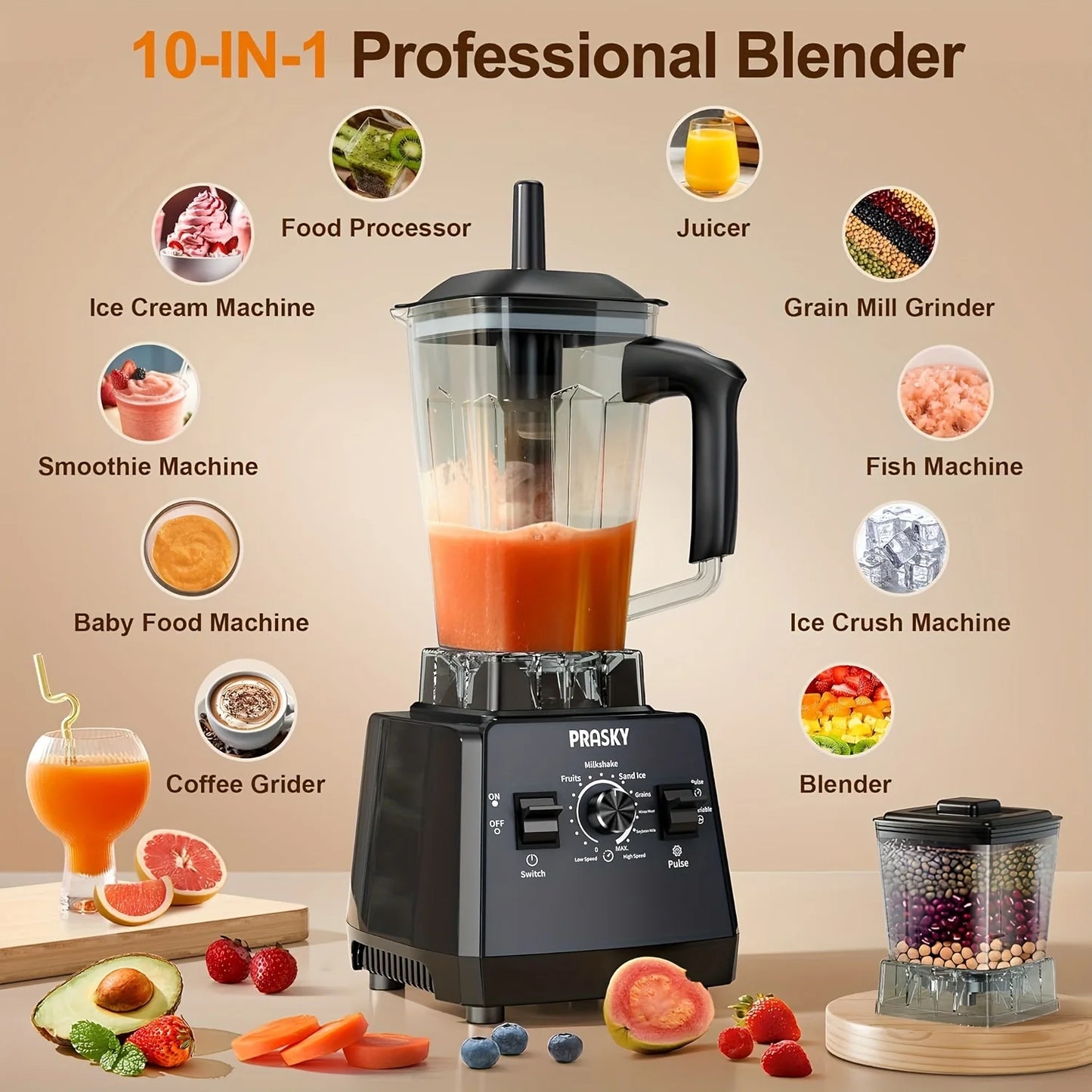 2400W Blender and Grinder Combo 25000RPM