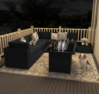 Patio Furniture Set with 44" Propane Gas Fire Pit Table