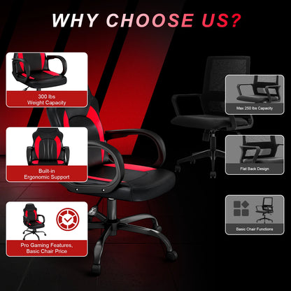 Ergonomic Swivel Gaming Chair with PU Leather