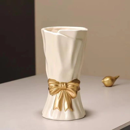 Ceramic White Bow Vase