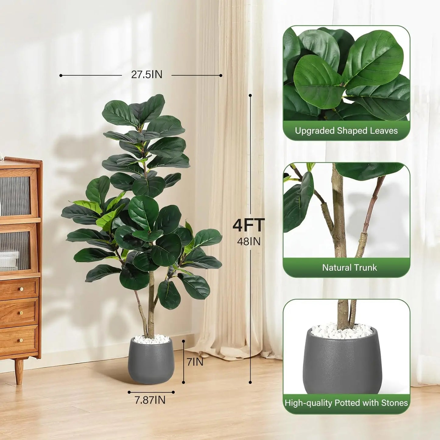 Fiddle Leaf Fig Tree Artificial with Leaves
