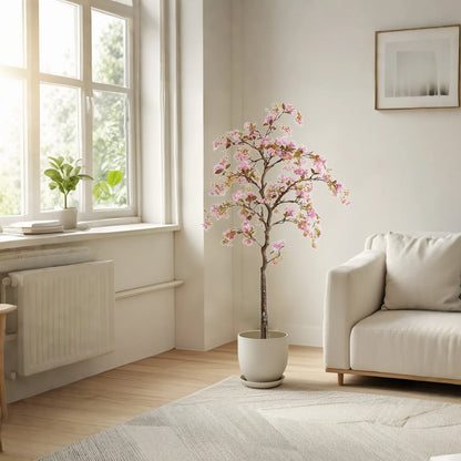 Realistic Potted Silk Begonia Flower Tree