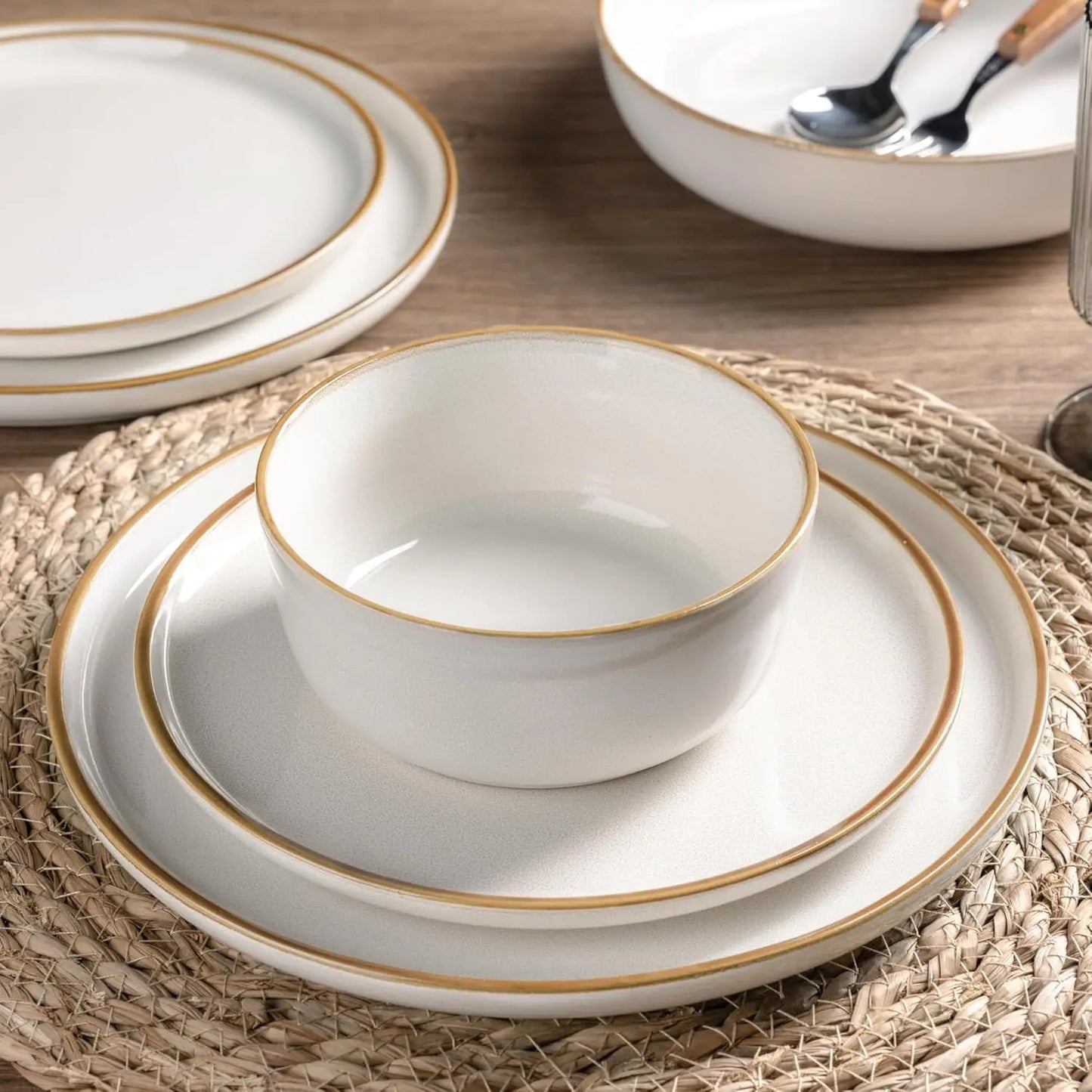 12 Piece Stoneware Dinnerware Set for 4