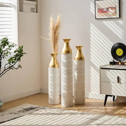 Gold Metal Vase Set of 3