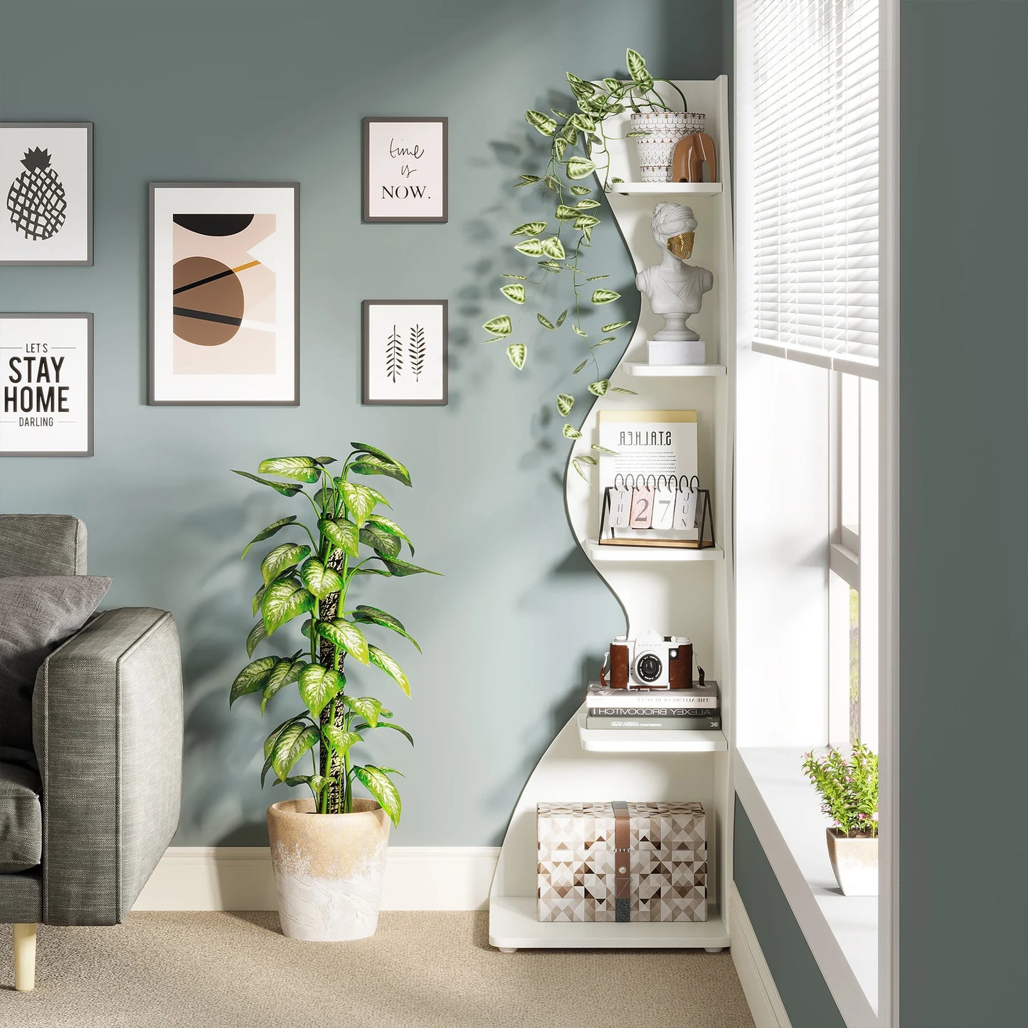 5 Tier Corner Shelf, Bookshelf, Plant Stand