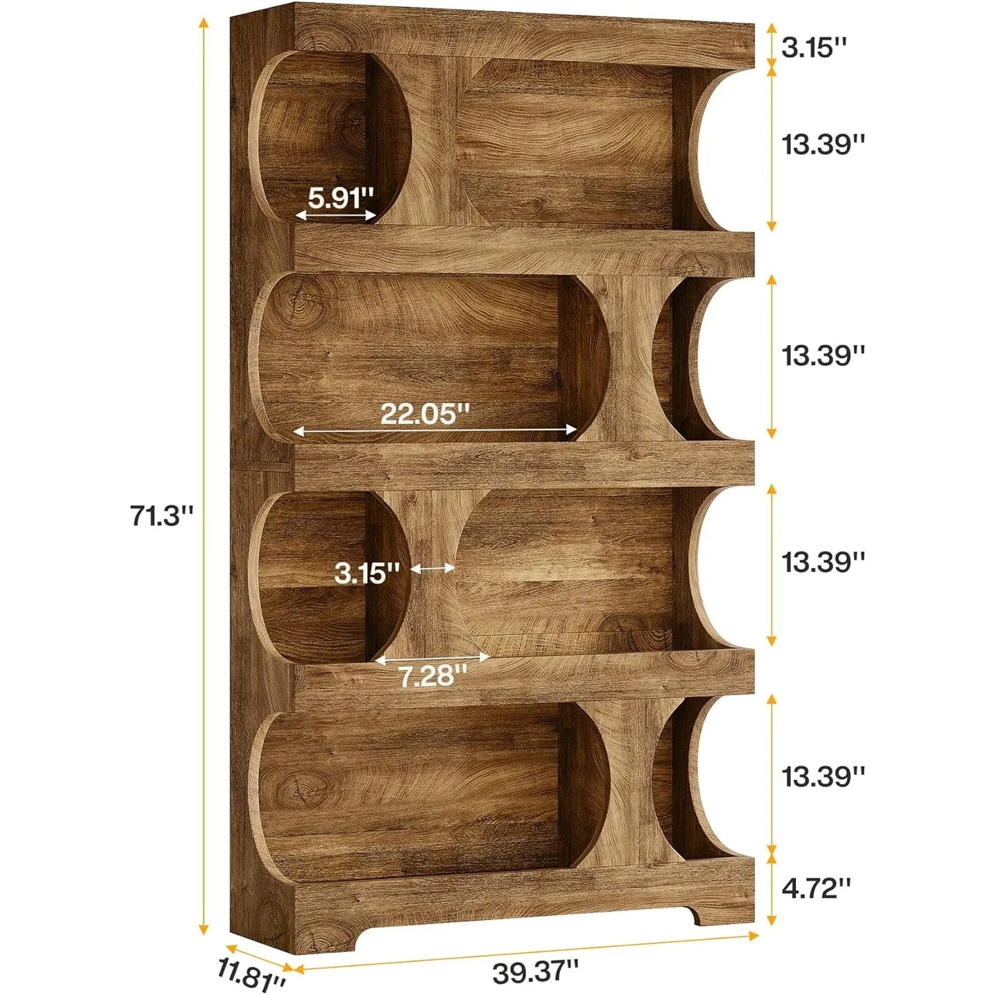 Modern Asymmetrical Bookshelf, Freestanding Display Shelf