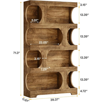Modern Asymmetrical Bookshelf, Freestanding Display Shelf